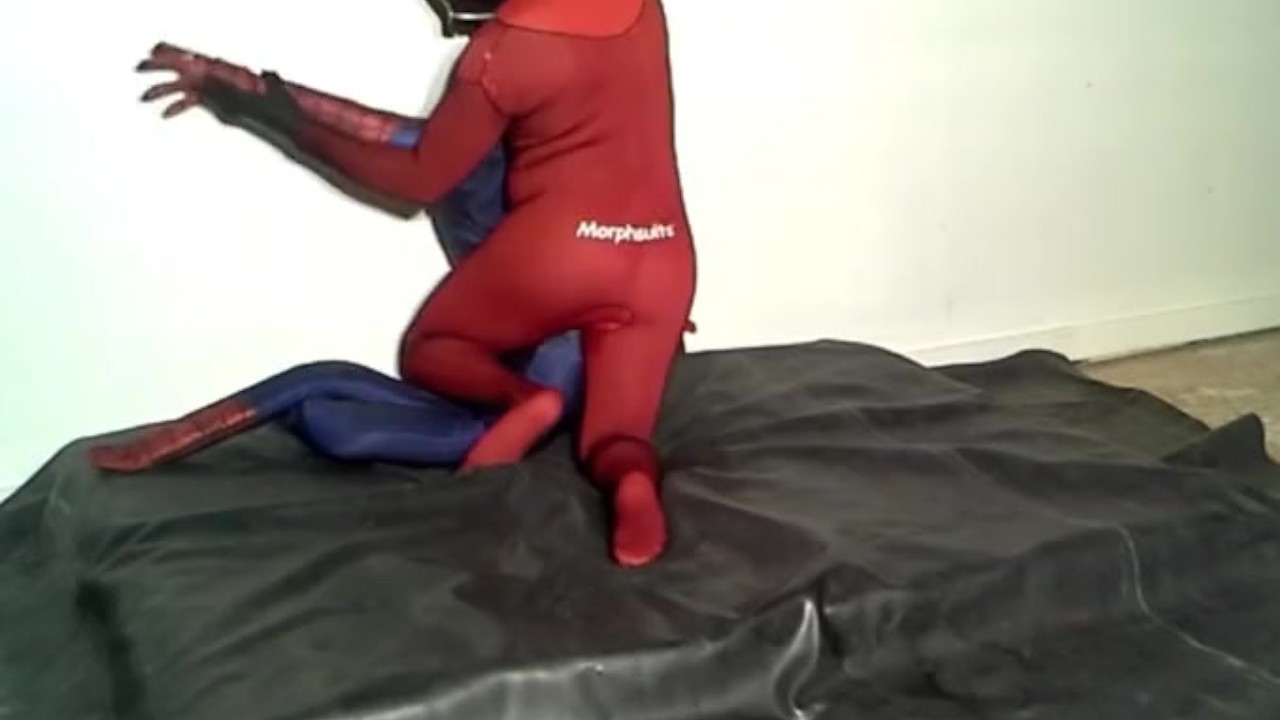 red morphsuit with black fishnet humps spiderman