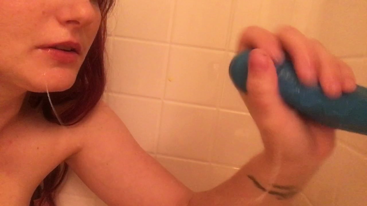 Ariel Blue&apos;s Sloppy Shower Dildo Blowjob