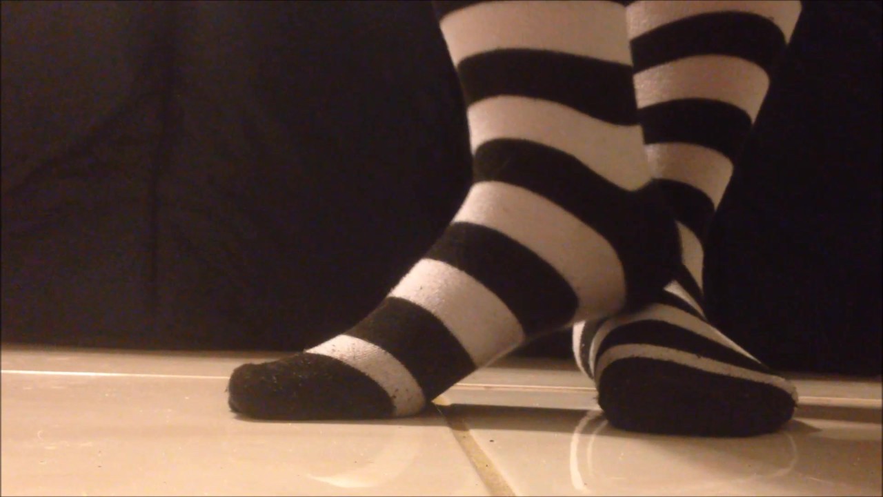 Black and White Striped Sock Presenting