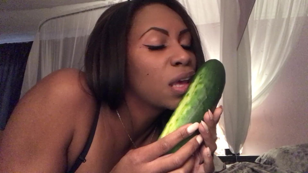 Food Sex - Sloppy Blowjob - Sucking Cucumbers - Spitting - EbonyLovers