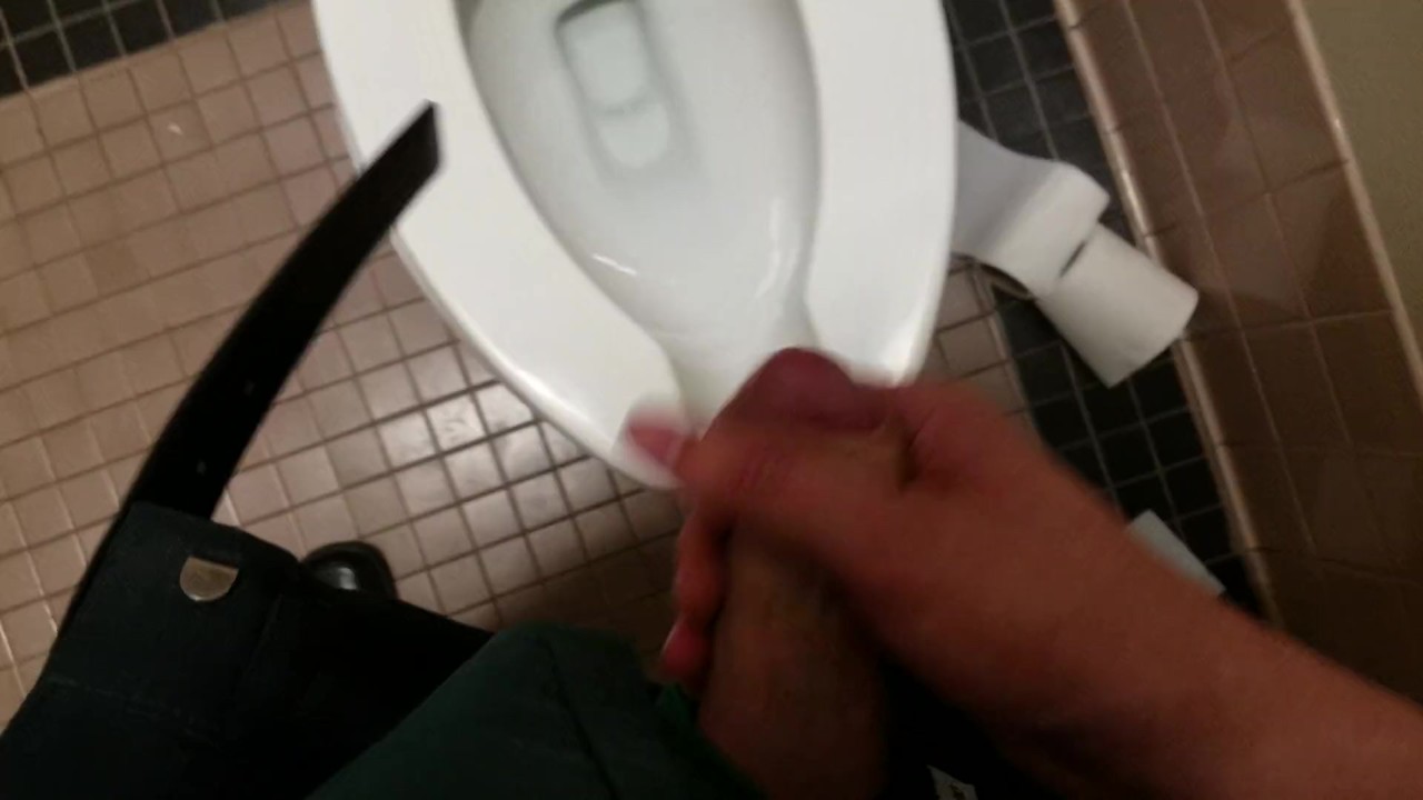 Young Stud Cums All Over Public Restroom