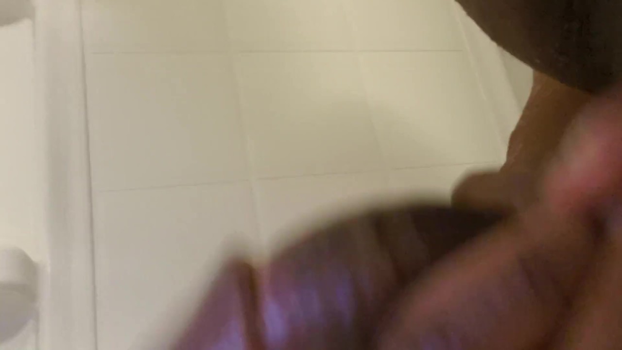 Black Male teen masturbating in shower