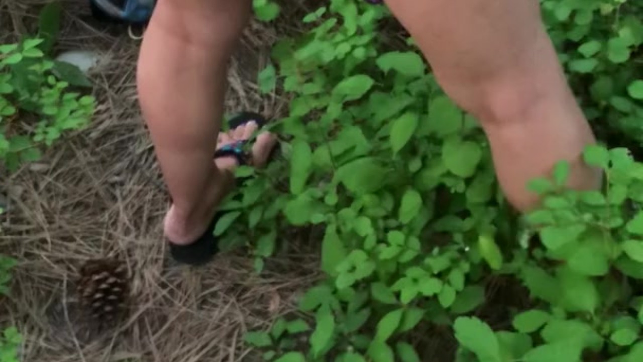 PUBLIC BLOWJOB, DOGGYSTYLE AND FACIAL WHILE ON A HIKE IN THE WOODS!