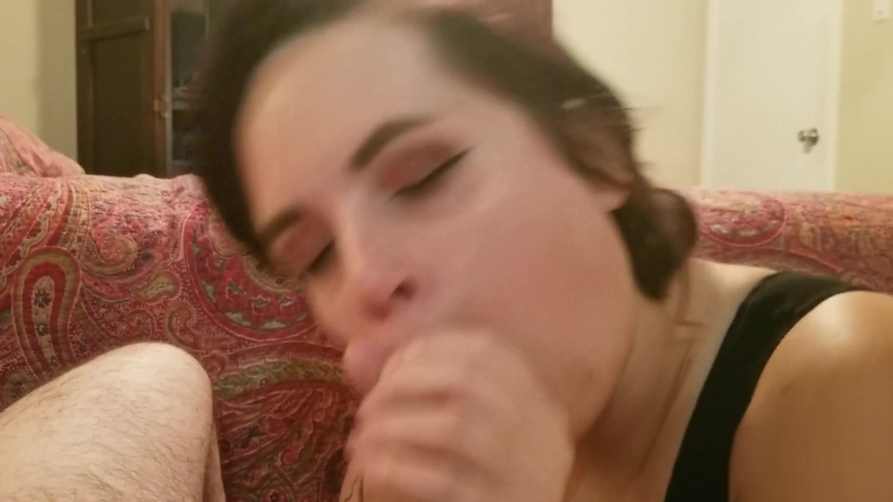 Passionate deep throat blowjob leads to cum on her mouth