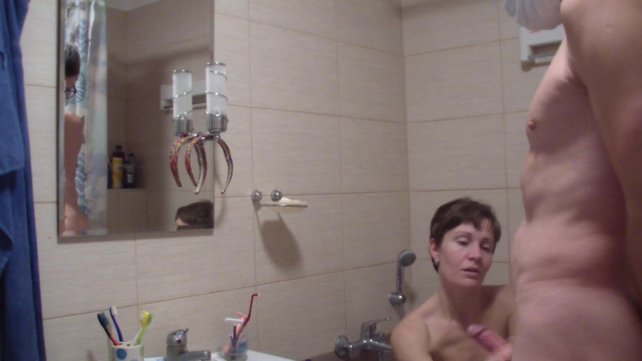 special examination of young russian student at her teacher´s bathroom