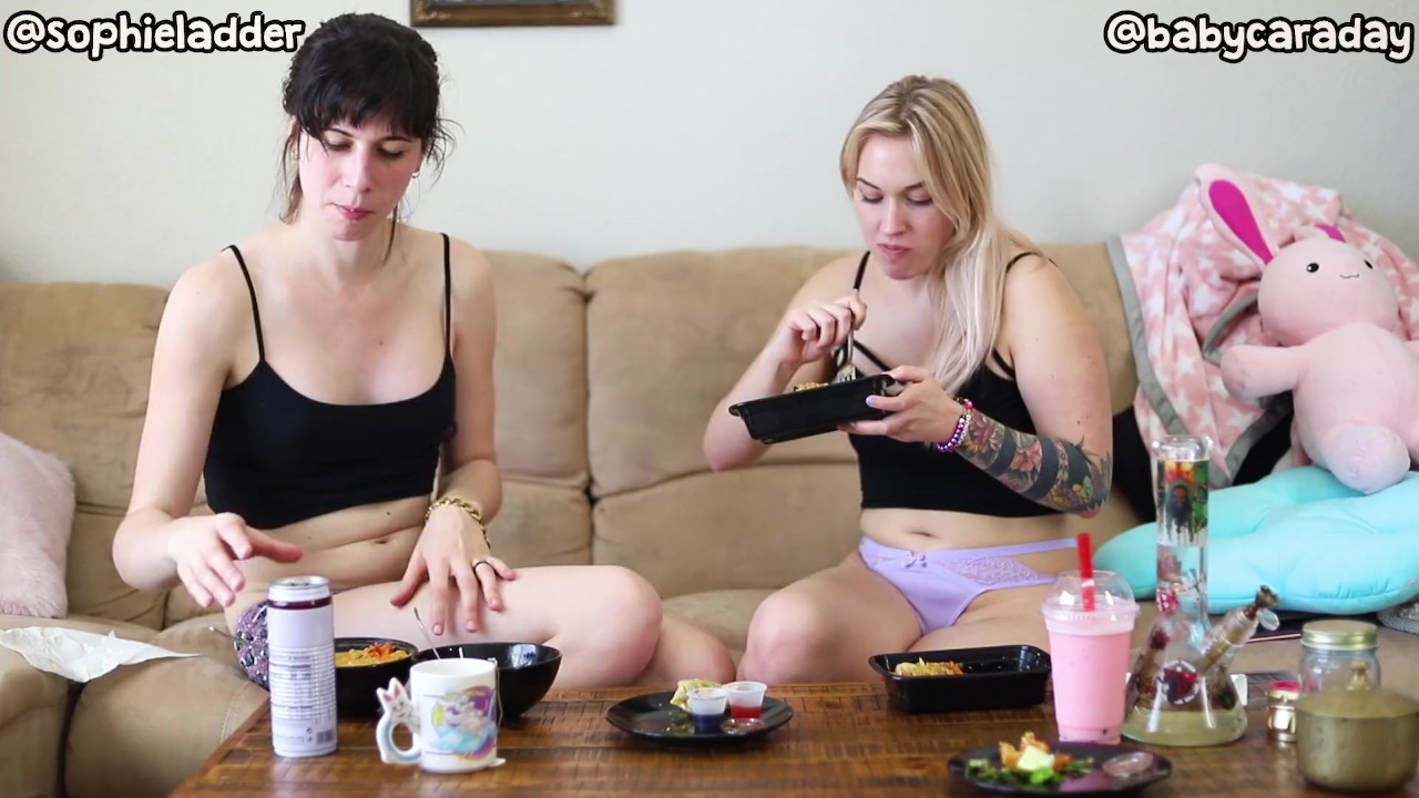 Sophie Ladder and Cara Day Smoking and Eating