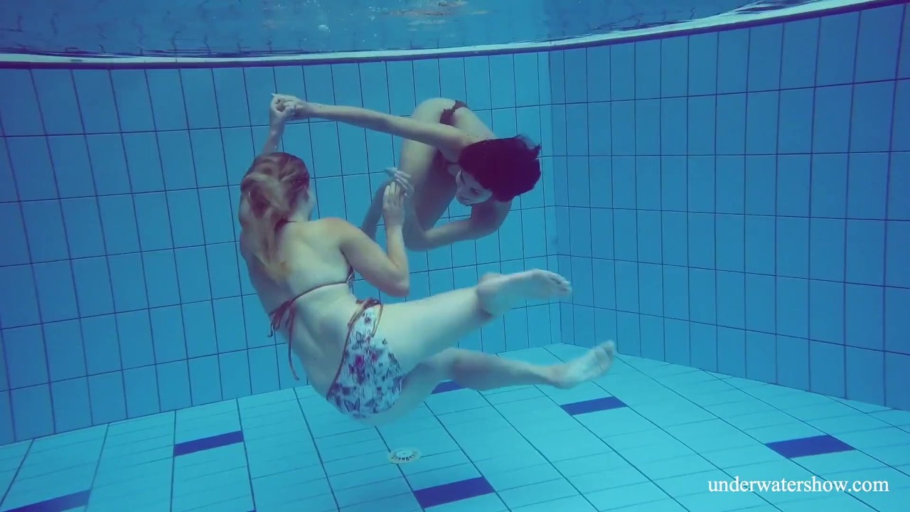 Lesbians in the pool hot action