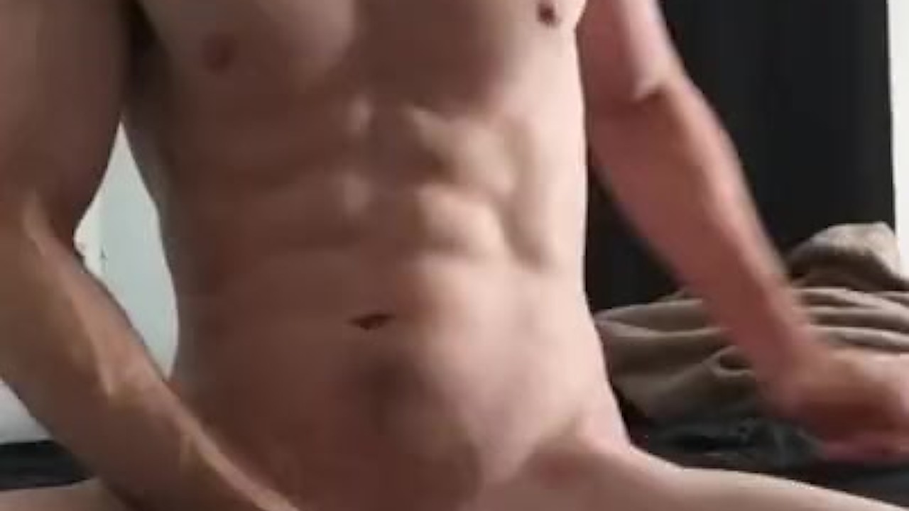 Hot boy masturbates on bed then cums in shower