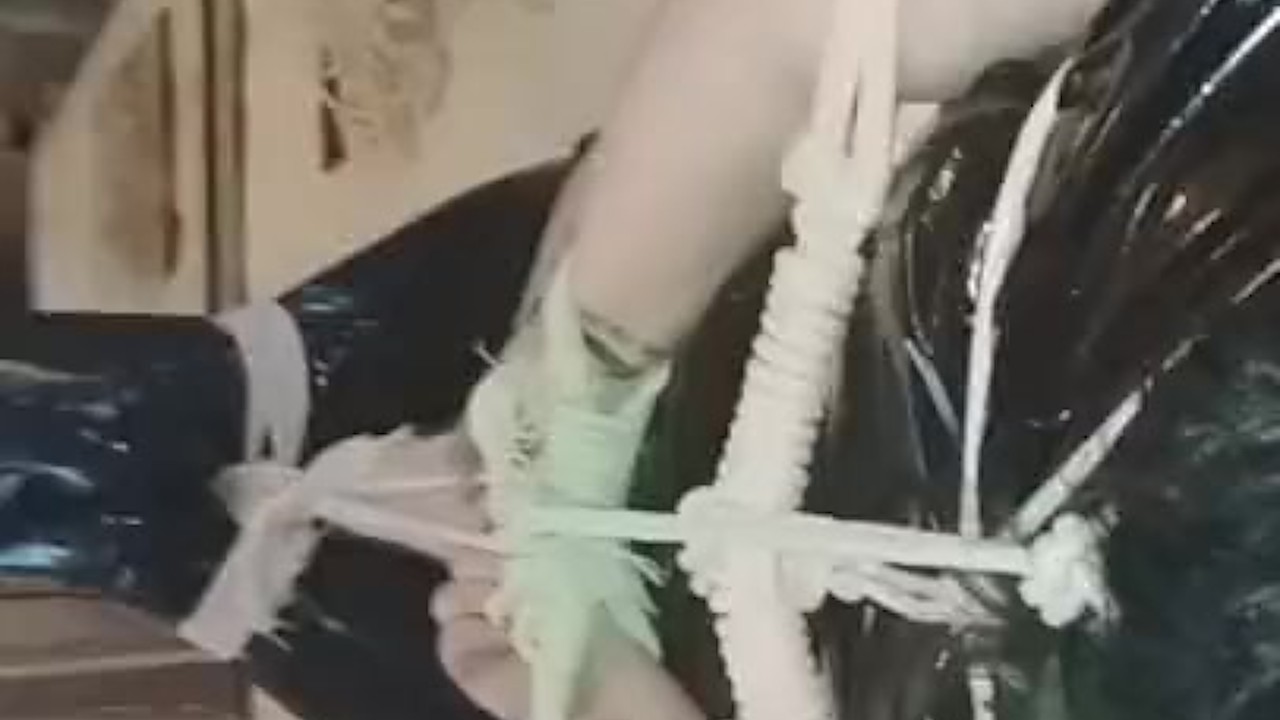 EXTREME DEEPTHROAT FACE FUCK CUM IN MOUTH WHILE HOGTIED - BONDAGE BLOWJOB