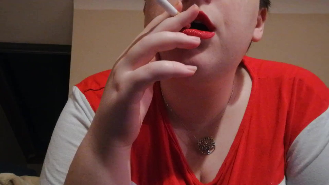 Red Lips Cigarette Smoking