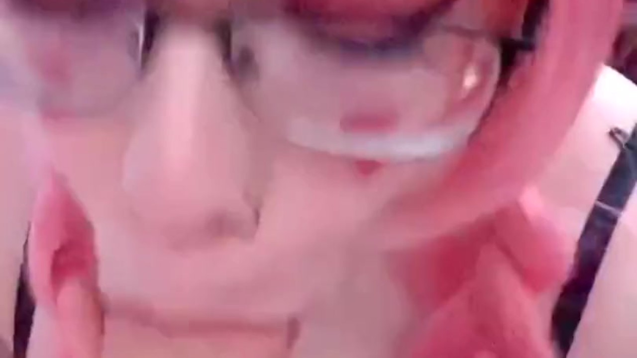 Slutty teen elf takes cum load on face with glasses