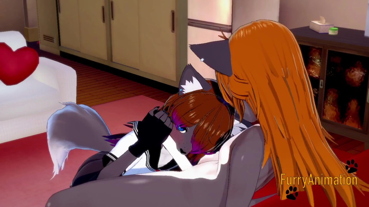 Furry Hentai 3D Yiff - 2 Grey Fox Have Sex in a Couch