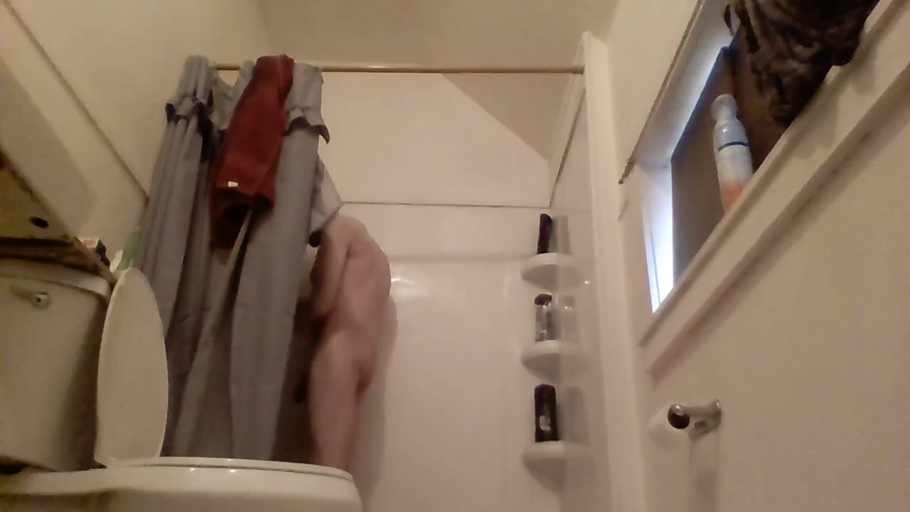 Horny daddy takes a shower