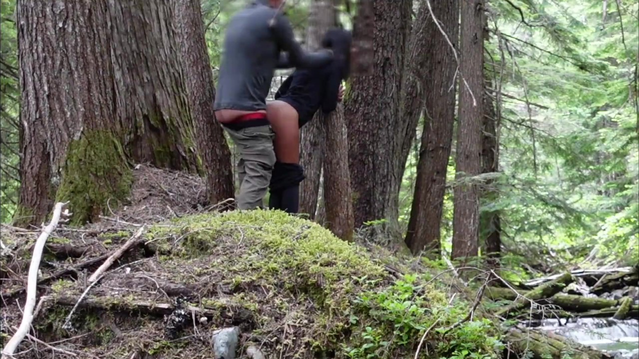 cheating ebony girlfriend fucking in the woods by Mt Rainier. nature porn