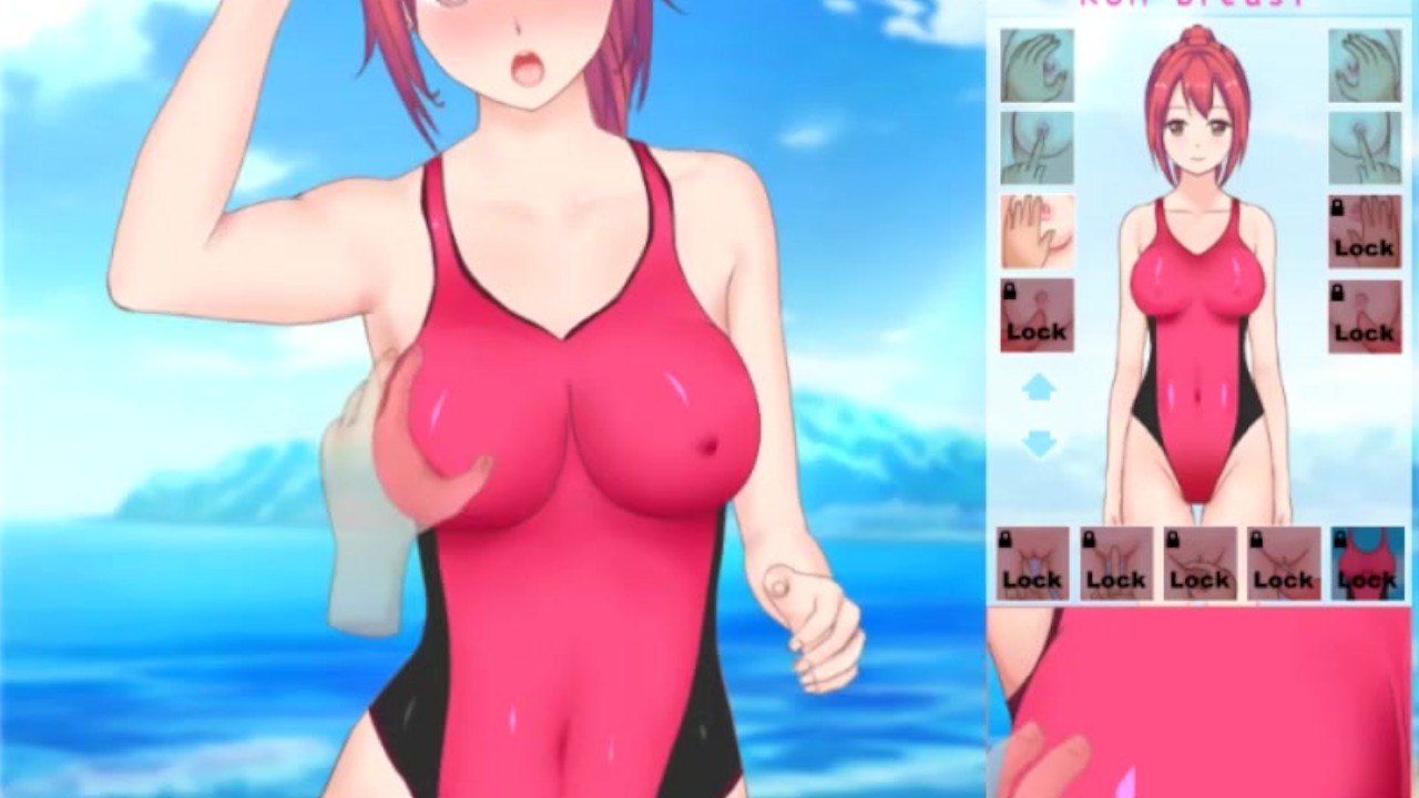 Feel Up a Sexy Lifeguard [Hentai game] fucking a baywatcher in one piece swimsuit on the beach