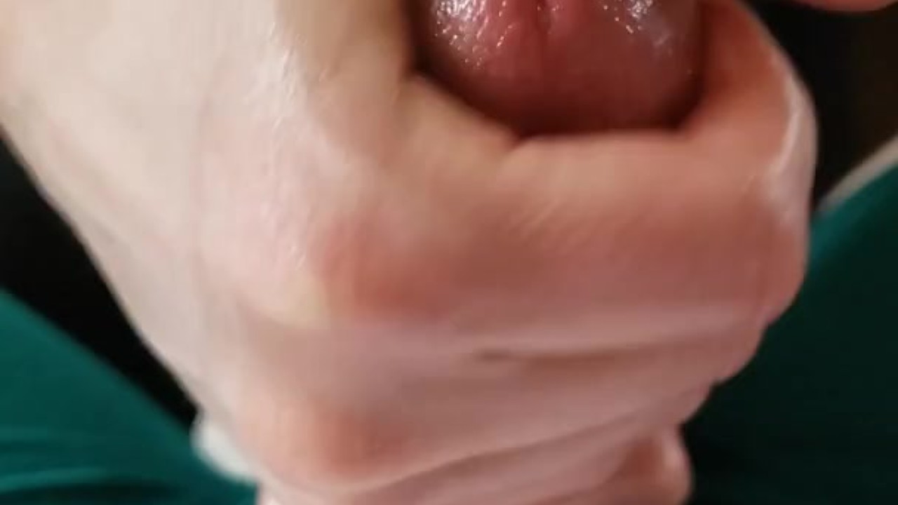 She squeezed the greased up penis to the brink during this impressive handjob clip.