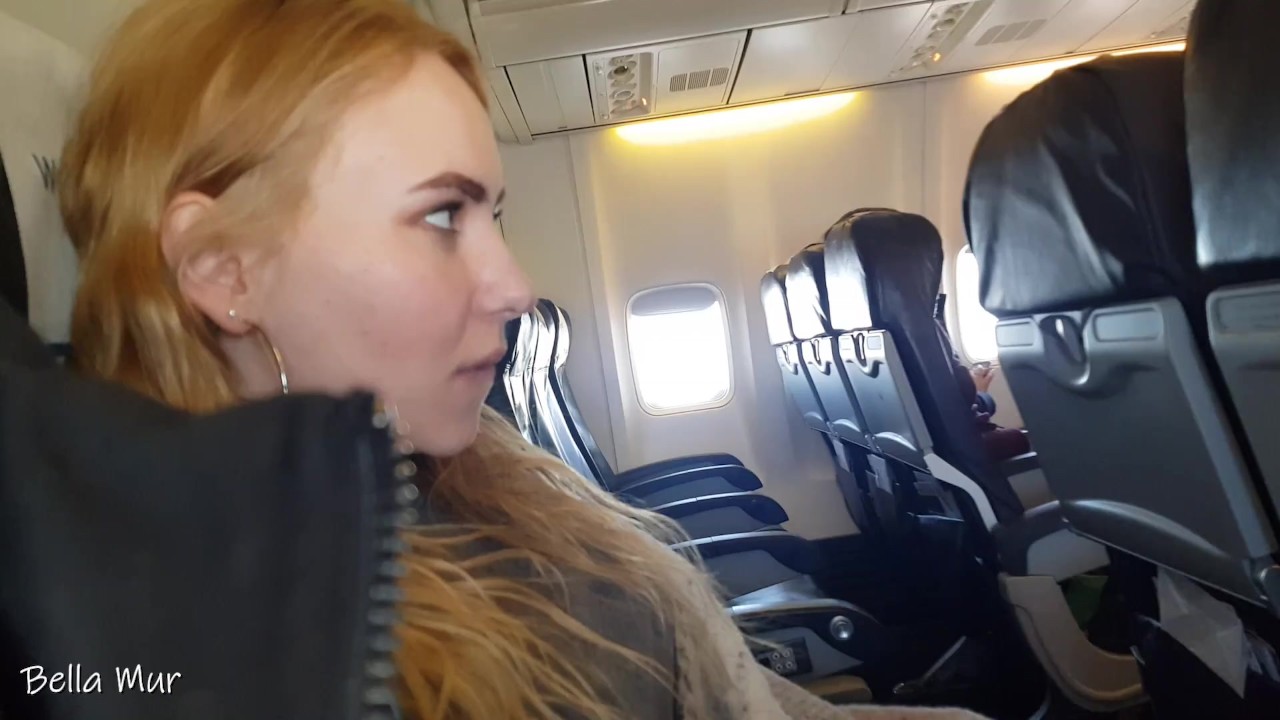 She couldn&apos;t wait anymore! Jerking and sucking cock in a public plane
