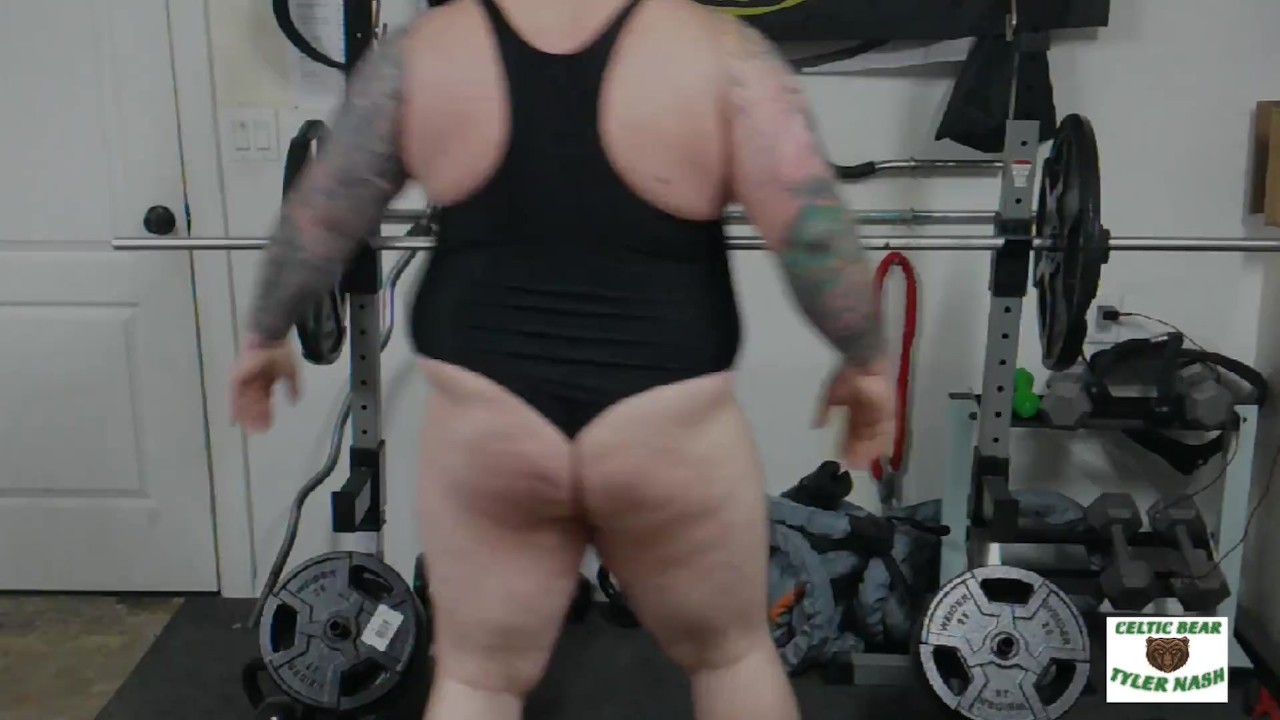 Beefy chubby bear Tyler Nash gets a good leg and booty workout then massages his prostate