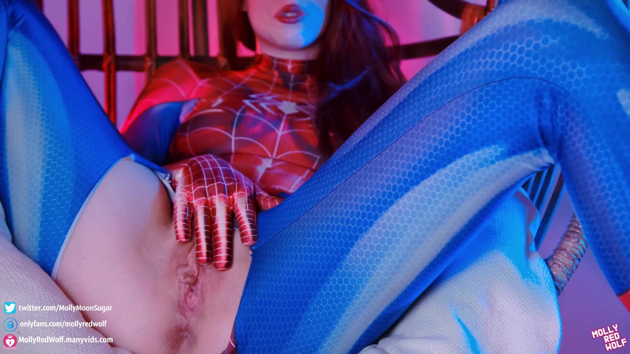 Mary Jane fucks herself in a Spiderman suit - MollyRedWolf