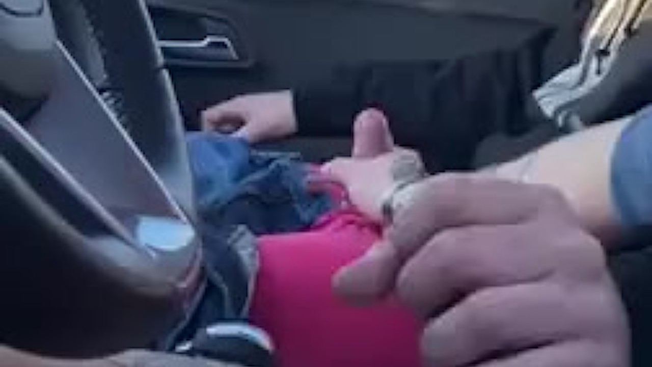 Stroking each other’s cocks on a busy highway