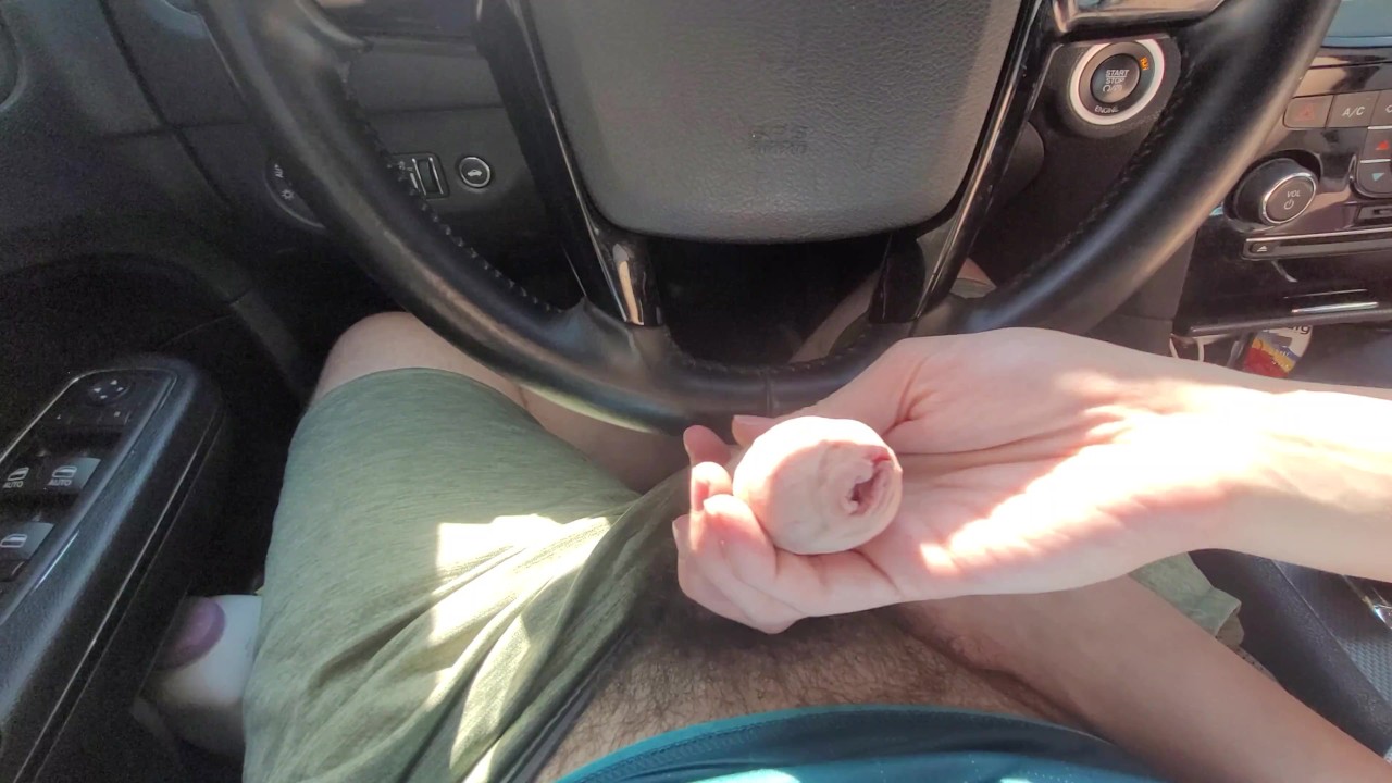 Edging slow handjob in public car cumshot