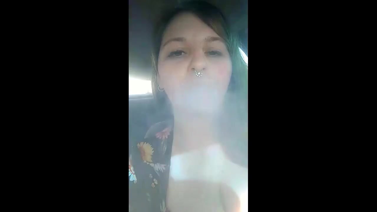 Public ParkingingLot smoking flashing&amp;Masturbating!Publicsmoking Flashing giant DDs pussy fingering