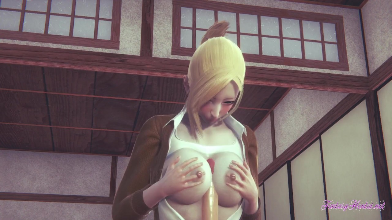 Attack on titans Hentai 3D - Annie Blowjob, Boobjob and Fucked in a tatami.