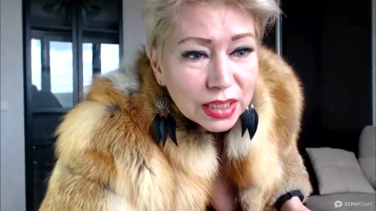 VENUS IN FURS, or hot MILF whore AimeeParadise in a fur coat on a naked body &amp; with a cigarette! ))