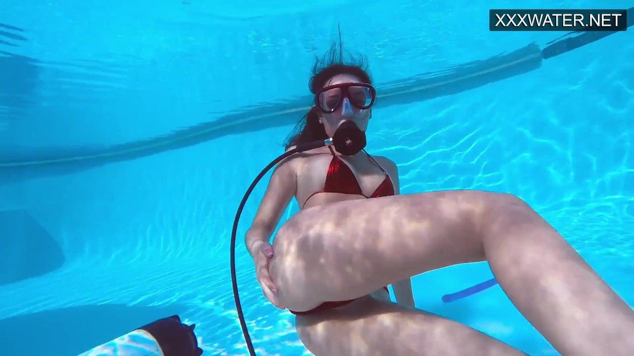 Lana Tanga in red lingerie masturbating underwater