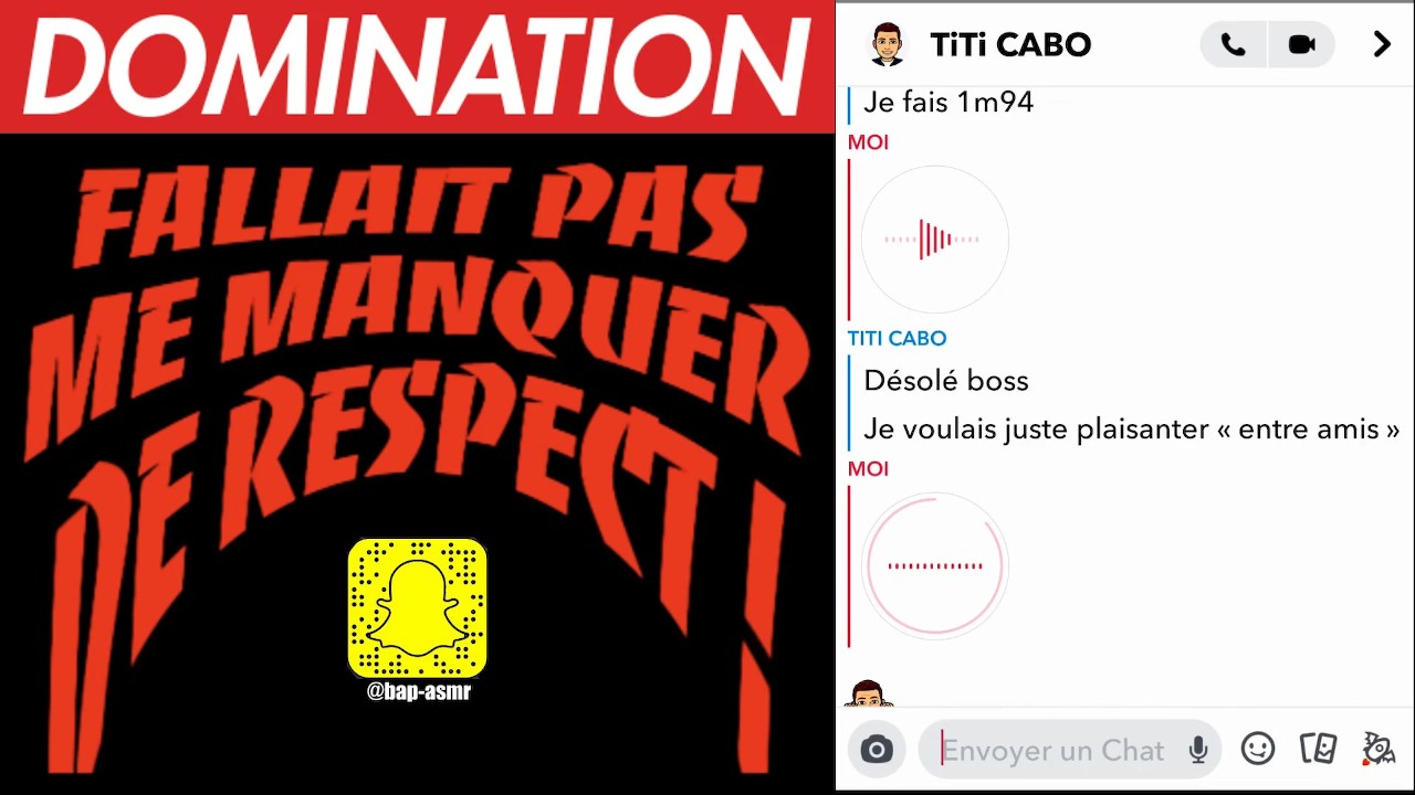 Quand une Pute me Manque de Respect , Je m&apos;énerve ! Conversation Snap - Domination Audio Français