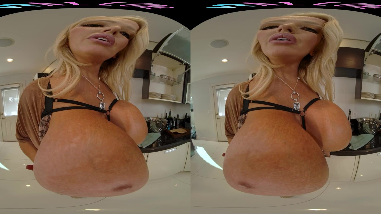 Curvy big tit blonde MILF teasing her stepson in VR