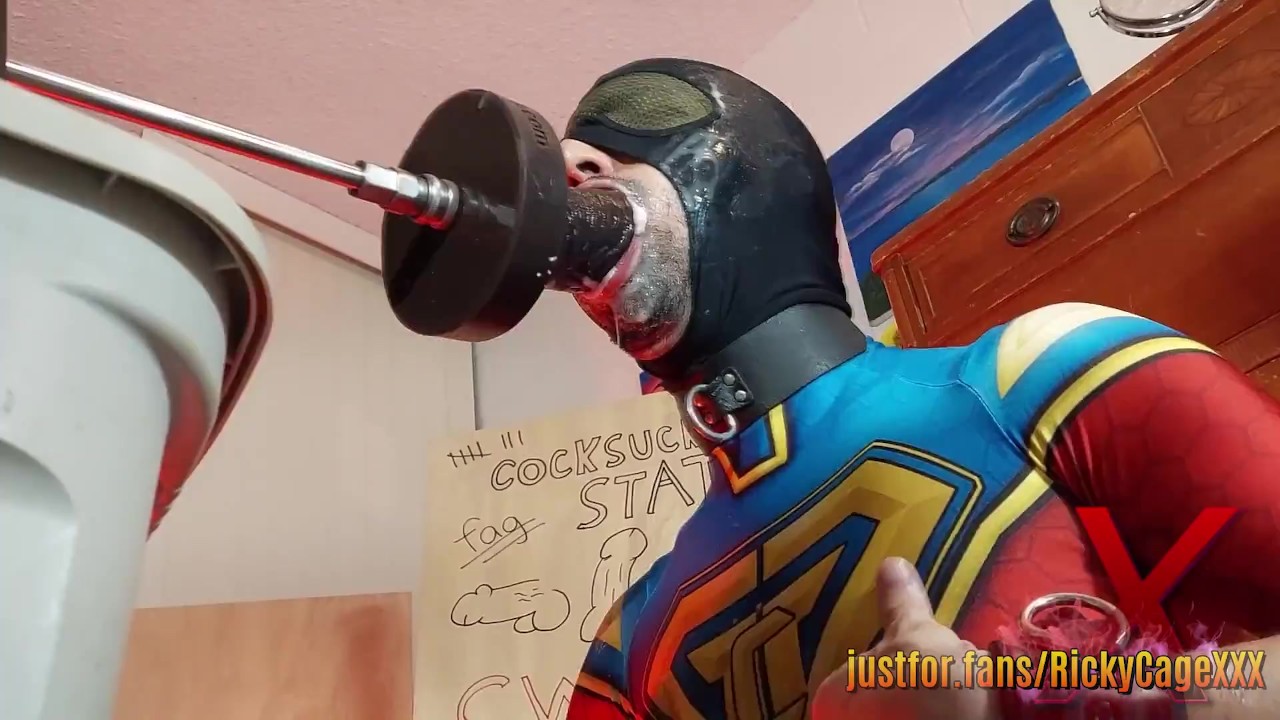 Superhero cock-pig goes ass-to-mouth on the CENTAUR dildo from Hankey&apos;s Toys