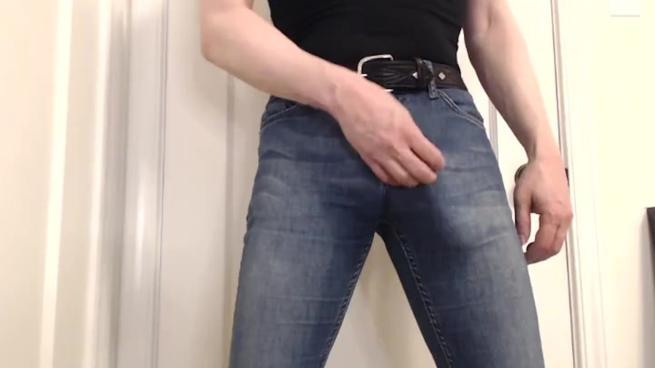 Cumming in ultra-tight jeans and equestrian boots