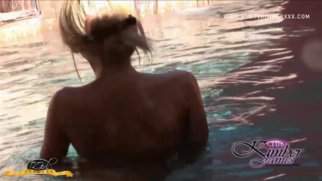 Hot TS Kimber James Goes in the Pool Naked Teasing All with Her Hot Trans Body