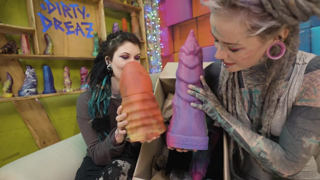KINKY LIFE - dreadhead tattoo ALT teens unboxing INSANE big colorful toys from JOHN THOMAS TOYS - goth alt punk