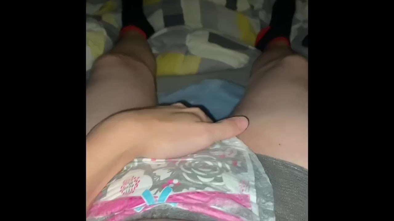 Wetting my pull up then rubbing it until i cum