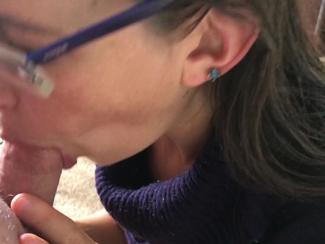 Wife in Turtleneck Sweater Sucking Cock With Massive Facial- Viewer Request 