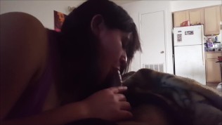 Quickie Blowjob/Deepthroat while roommate is in the next room