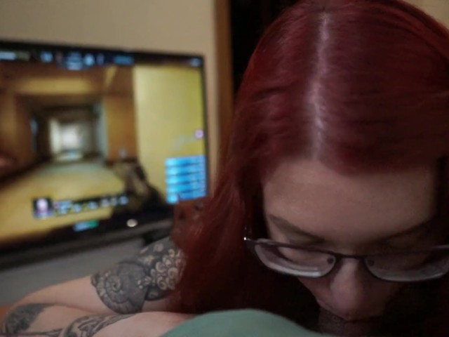 Blowjob With Eyes Contact While Man Watching Major Cs Go -big Load in Mouth 