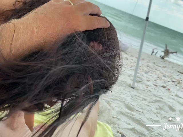 Blowjob on a Public Beach in Miami With Cum in Mouth! Amateur Couple 