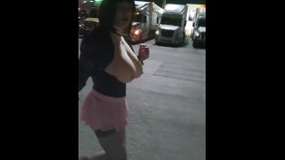 Cross dresser at a truck stop
