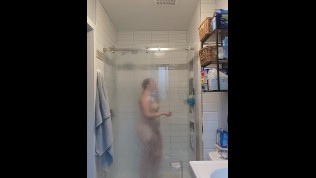 Spy - Curvy Blonde Teen Plays With Pussy and Takes Sexy Shower 