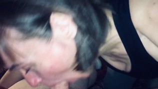 My mature cougar wife 48 sucking our younger friends cock 28 till he explodes in her mouth.
