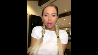 Hot secretary with huge tits gives you Swedish JOI