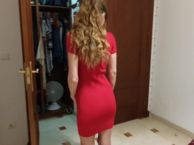 Tight Red Dress - Try on - Flashing My Pussy in Sexy Tight Red Dress - Free Porn Videos -  YouPorn