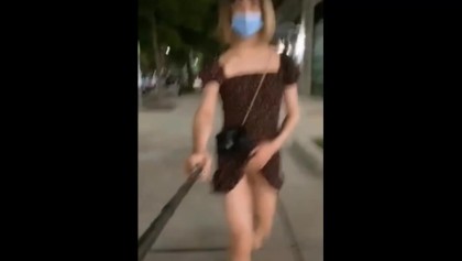 Shemale No Pantys In Stret - Ladyboy Walking the Street With Her Cock Outside for Some Fresh Air - Free  Porn Videos - YouPorn